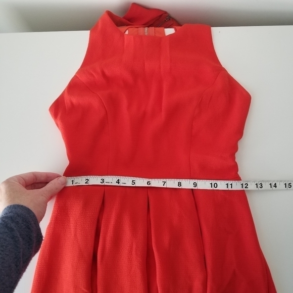Lulu's Fit & Flare Cut Out Back Pleated Skater Dress Red/Orange Size S - Picture 5 of 14